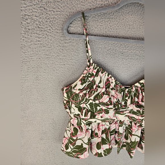 Parker Womens Cami Top Sz 14 Pink Green Tropical Print Adj Straps Summer Days - Picture 3 of 11